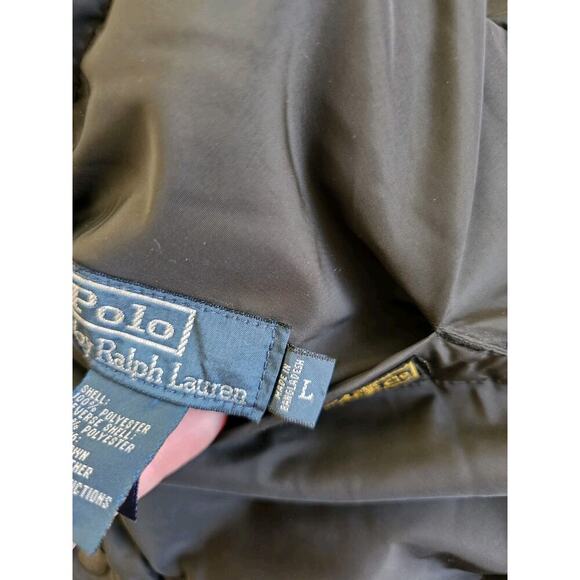 Vintage Polo Ralph Lauren Down Puffer Mens L Black Yellow Puffer Reversible - Picture 4 of 12
